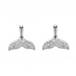 Whale Tail Stud Earrings with Crystals