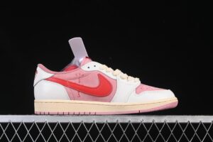 travis scott air jordan 1 low og muslin shy pink sail university red