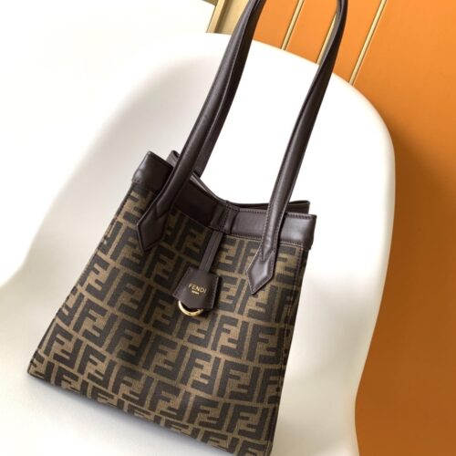 fendi origami medium ff jacquard fabric bag brown 27cm 8bh414afpmf1gl7 ni0iz.jpg