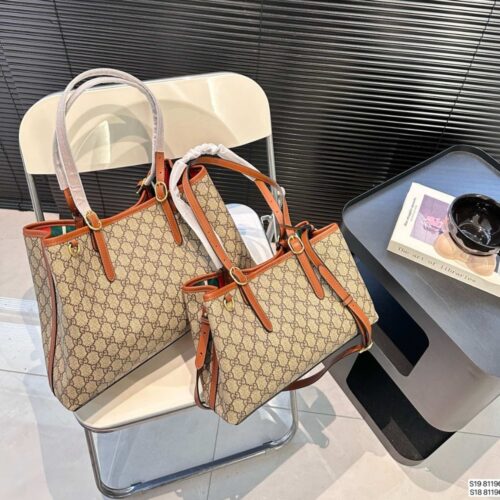 gucci gg emblem small tote bag beige and dark brown 31cm kutar.jpg
