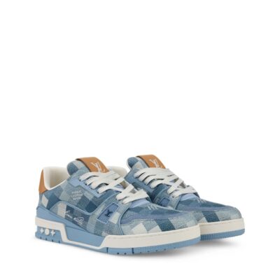 Trainer Sneaker Blue Damoflage grained calf leather 1