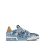 Trainer Sneaker Blue Damoflage grained calf leather