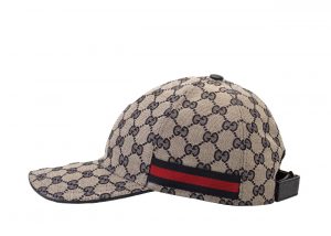 GG Canvas Baseball Hat with Web Beige Blue