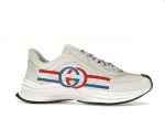 GG Run White Blue Red Interlocking G White Stripe Detail
