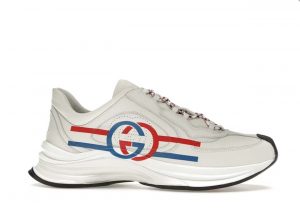 GG Run White Blue Red Interlocking G White Stripe Detail