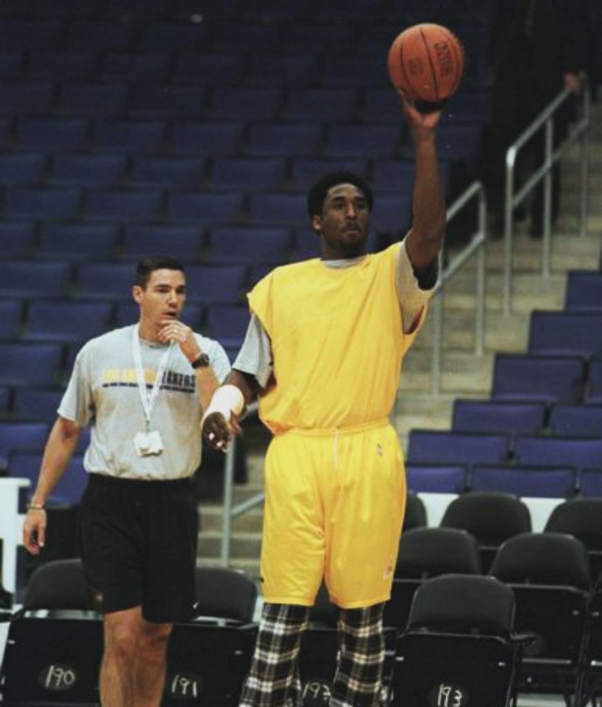Kobe Bryant practiced shooting while his right hand was in a cast.