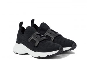 Leather trimmed knit sneakers