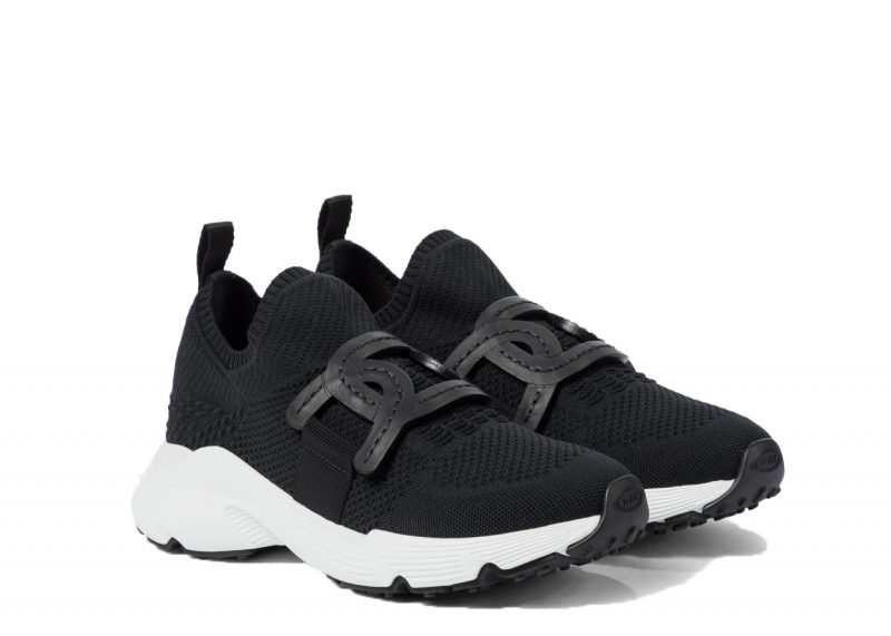 Leather trimmed knit sneakers