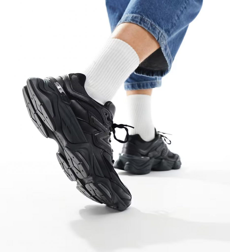 New Balance 9060 Triple Black On Feet