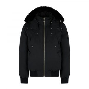 SHEARLING TRIM BOMBER JACKET black