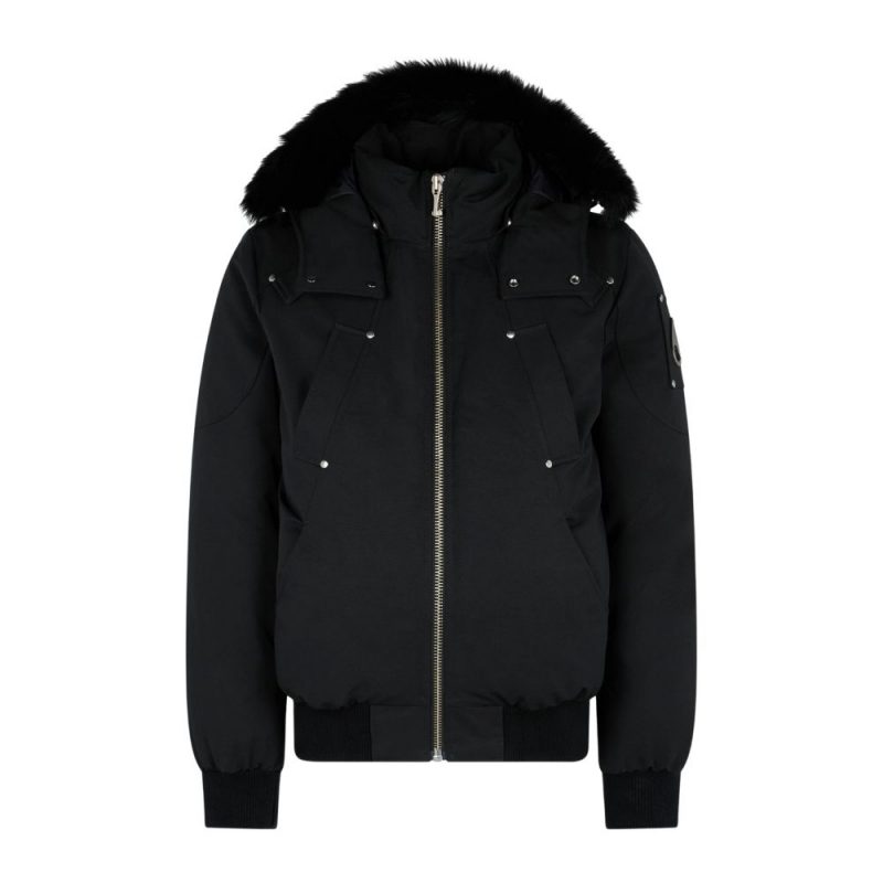 SHEARLING TRIM BOMBER JACKET black