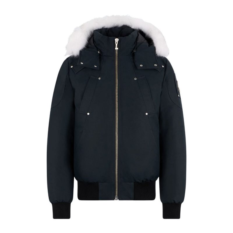 SHEARLING TRIM BOMBER JACKET navy