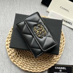 chanel ap1790 19 flap card holder shiny lambskin gold tone ruthenium finish metal black 005 luxibags.ru .jpg
