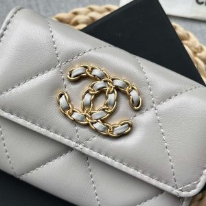 chanel ap1790 19 flap card holder shiny lambskin gold tone ruthenium finish metal gray 006 luxibags.ru .jpg