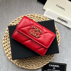 chanel ap1790 19 flap card holder shiny lambskin gold tone ruthenium finish metal red 005 luxibags.ru .jpg