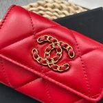 chanel ap1790 19 flap card holder shiny lambskin gold tone ruthenium finish metal red 006 luxibags.ru .jpg