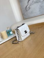 chanel ap3020 clutch with chain lambskip gold tone metal white with black 004 luxibags.ru .jpg