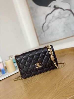 chanel ap3043 wallet on chain lambskin gold tone metal dark brown 001 luxibags.ru .jpg