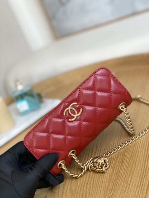 chanel ap3047 flap phone holder with chain red lambskin gold tone metal 003 luxibags.ru .jpg