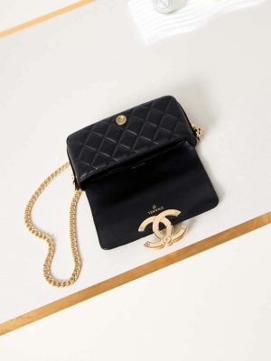 chanel ap3207 phone holder with chain shiny lambskin gold tone metalblack 008 luxibags.ru .jpg