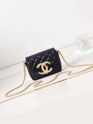 chanel ap3208 mini flap bag with chain shiny lambskin gold tone metal black 001 luxibags.ru .jpg