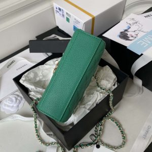 chanel ap3237 clutch with chain grained shiny calfskin gold with handle bag green 006 luxibags.ru .jpg