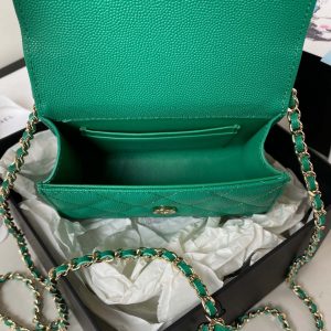 chanel ap3237 clutch with chain grained shiny calfskin gold with handle bag green 007 luxibags.ru .jpg