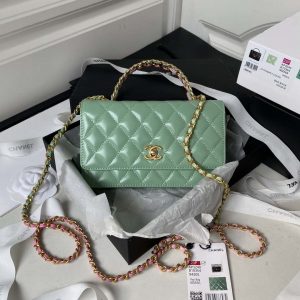 chanel ap3240 flap bag with top handle lambskin gold tone metal green 001 luxibags.ru .jpg