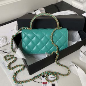 chanel ap3385 woc flap phone holder with chain lambskin green gold 002 luxibags.ru .jpg