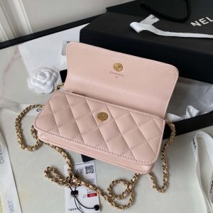 chanel ap3385 woc flap phone holder with chain lambskin pink gold 007 luxibags.ru .jpg