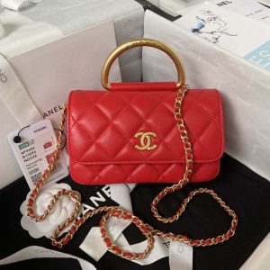 chanel ap3484 clutch with chain shiny lambskin gold tone metal red 001 luxibags.ru .jpg