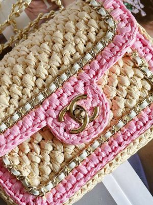 chanel as1115 small flap bag raffia 18cm beige pink 006 luxibags.ru .jpg