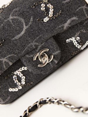 chanel as1119 small flap classic handbag black denim beaded sequin bag 002 luxibags.ru .jpg
