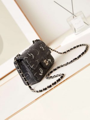 chanel as1119 small flap classic handbag black denim beaded sequin bag 003 luxibags.ru .jpg