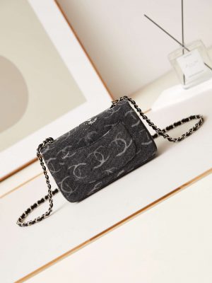 chanel as1119 small flap classic handbag black denim beaded sequin bag 005 luxibags.ru .jpg
