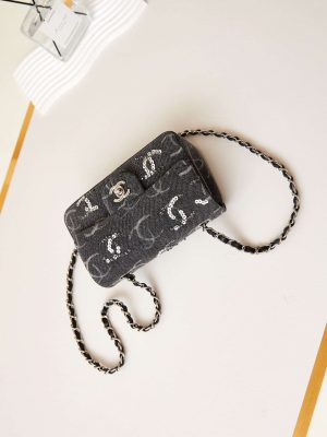 chanel as1119 small flap classic handbag black denim beaded sequin bag 007 luxibags.ru .jpg