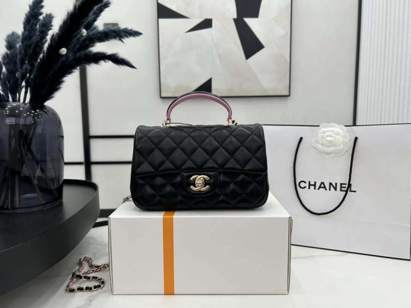 chanel as2431 mini flap black with pink lambskin bag with top handle gold 001 luxibags.ru .jpg