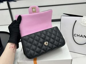 chanel as2431 mini flap black with pink lambskin bag with top handle gold 007 luxibags.ru .jpg