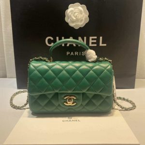 chanel as2431 mini flap lambskin bag with top handle green bright gold 008 luxibags.ru .jpg