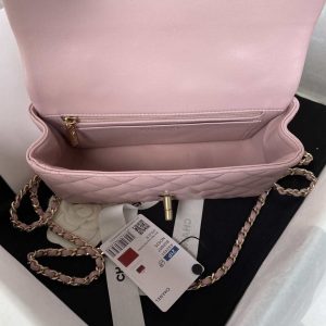 chanel as2431 mini flap lambskin bag with top handle light gold dark pink 007 luxibags.ru .jpg