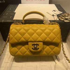 chanel as2431 mini flap lambskin bag with top handle yellow bright gold 002 luxibags.ru .jpg