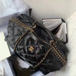 chanel as3093 maxi bowling bag nylon gros grain gold tone metal black 03 luxibags.ru .jpg