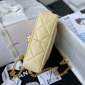 chanel as3113 mini flap bag lambskin yellow 007 luxibags.ru .jpg