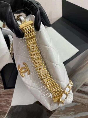 chanel as3242 small hobo bag lambskin strass gold tone metal white 006 luxibags.ru .jpg