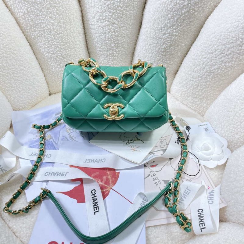 chanel as3365 mini flap bag 17cm lambskin green 001 luxibags.ru .jpg
