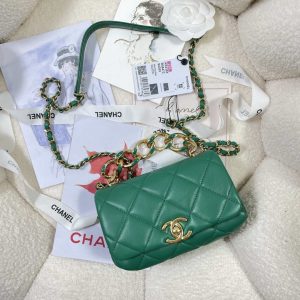 chanel as3365 mini flap bag 17cm lambskin green 005 luxibags.ru .jpg
