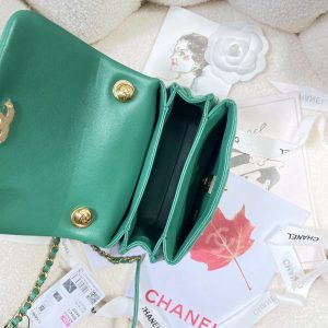 chanel as3365 mini flap bag 17cm lambskin green 008 luxibags.ru .jpg