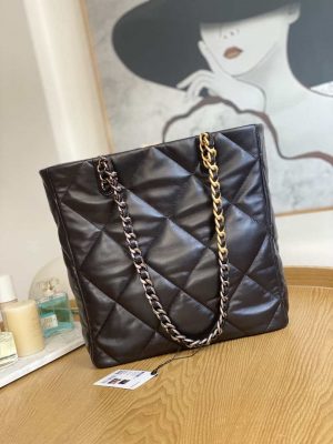 chanel as3519 chanel19 shopping bag shiny lambskin dark brown 002 luxibags.ru .jpg