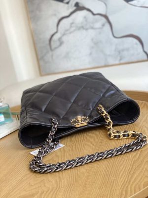 chanel as3519 chanel19 shopping bag shiny lambskin dark brown 005 luxibags.ru .jpg