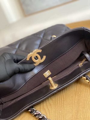 chanel as3519 chanel19 shopping bag shiny lambskin dark brown 006 luxibags.ru .jpg